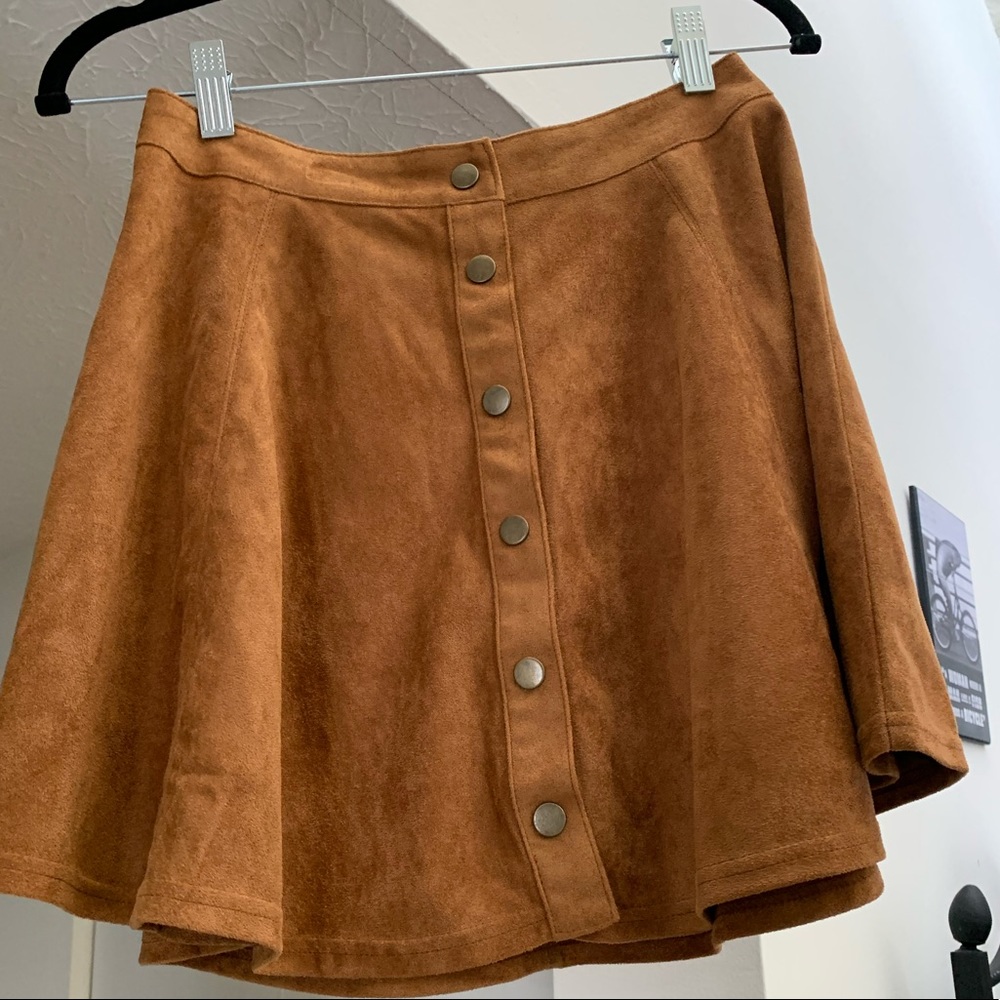 New Look button front flare suede skirt PETITE